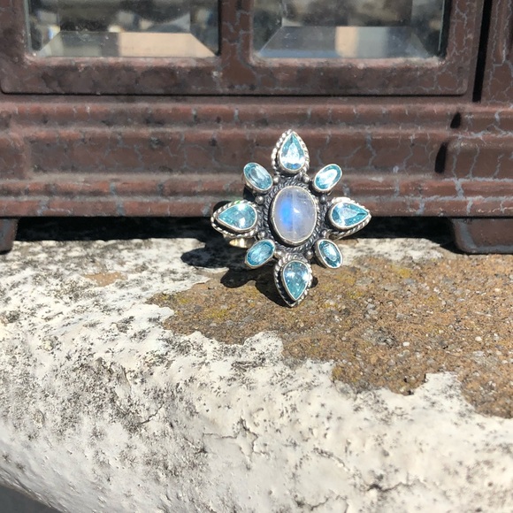 Jewelry - Moonstone Blue Quartz Sterling Silver Ring Sz 9.5